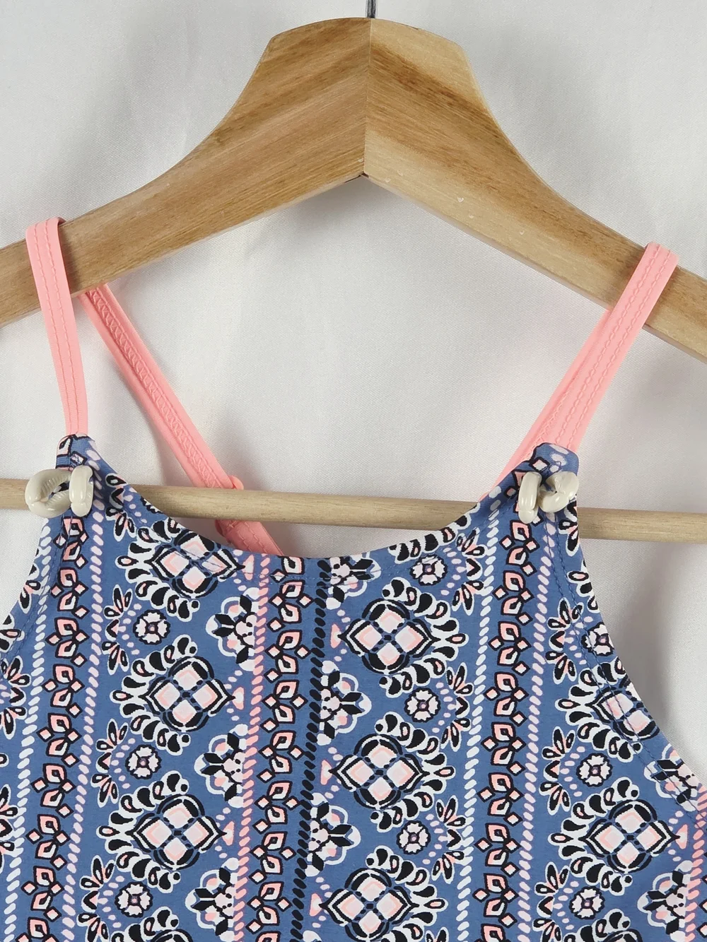 Justice Girls Blue & Pink Patterned Swimsuit Tank Top Size 10